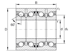 推力角接觸球軸承 ZKLN3572-2RS-2AP, 配對，雙向，兩側唇密封