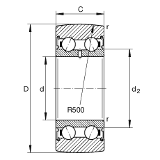 滾輪 LR50/6-2RSR, 雙向，兩側(cè)密封
