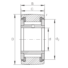 支撐型滾輪 NATV35-PP, 滿(mǎn)裝滾針，軸向引導(dǎo)，兩側(cè)用推力滑動(dòng)墊圈