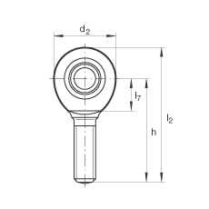 桿端軸承 GAR40-UK-2RS, 根據 DIN ISO 12 240-4 標準，帶右旋外螺紋，免維護，兩側唇密封