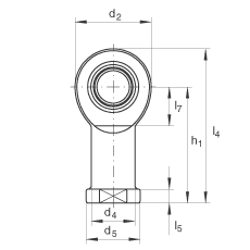 桿端軸承 GIR50-UK-2RS, 根據(jù) DIN ISO 12 240-4 標準，帶右旋內(nèi)螺紋，免維護，兩側(cè)唇密封