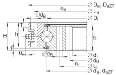 四點接觸球軸承 VI160288-N, 有內齒，兩側唇密封