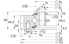 交叉滾子軸承 XSA141094-N, 標(biāo)準(zhǔn)系列 14， 外部的齒輪齒，兩側(cè)唇密封