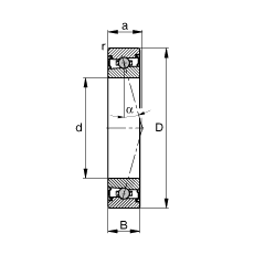 主軸軸承 HCS71906-C-T-P4S, 調節，成對安裝，接觸角 α = 15°，兩側唇密封，非接觸，限制公差