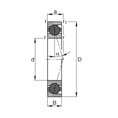 主軸軸承 HCB7216-C-T-P4S, 調節(jié)，成對或單元安裝，接觸角 α = 15°，陶瓷球，限制公差