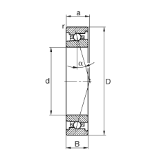 主軸軸承 HS7010-C-T-P4S, 調節，成對安裝，接觸角 α = 15°，限制公差