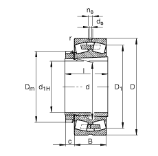 調心滾子軸承 22256-B-K-MB + H3156X, 根據(jù) DIN 635-2 標準的主要尺寸, 帶錐孔和緊定套